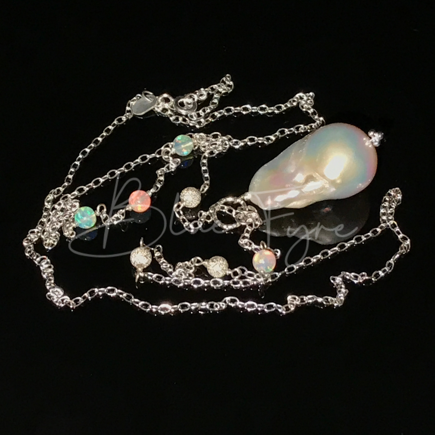 U& Sundance White Freshwater Pearl Ethiopian Opal Sterling Silver Chain Necklace 