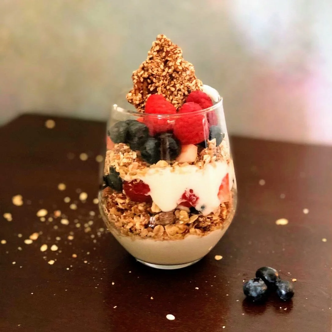 
Delicious home-made granola and berry parfait ! Most days I don't have time for a beautiful looking breakfast but some days I do. A picture from one of those days !