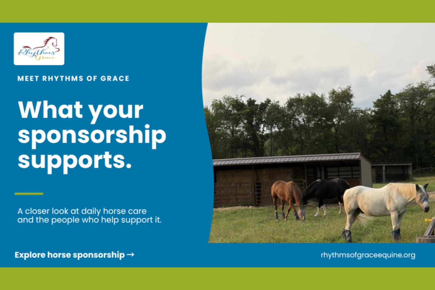 What does it mean to sponsor a horse at Rhythms of Grace?