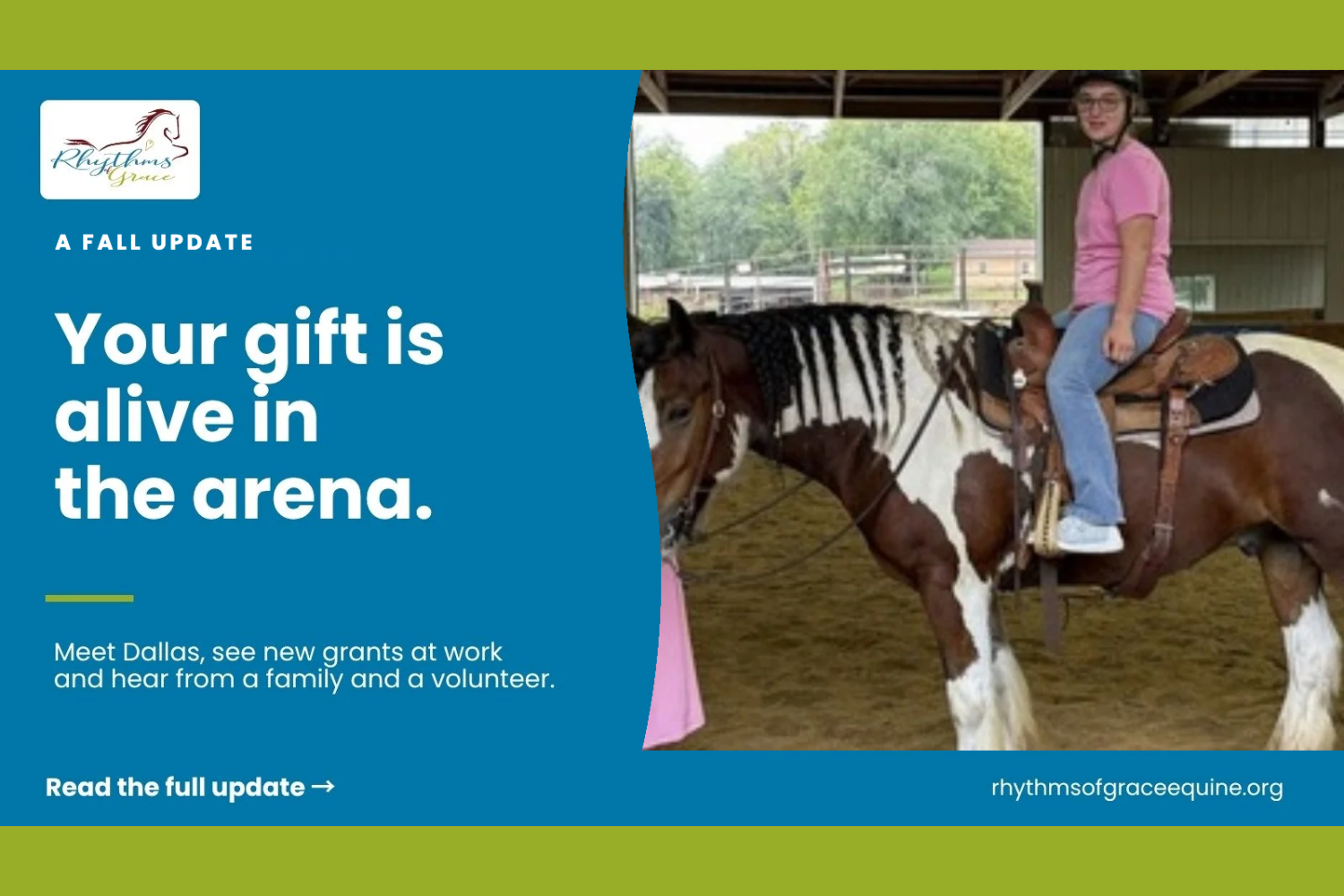 Your Gift Is Alive in the Arena: A Fall Update from Rhythms of Grace