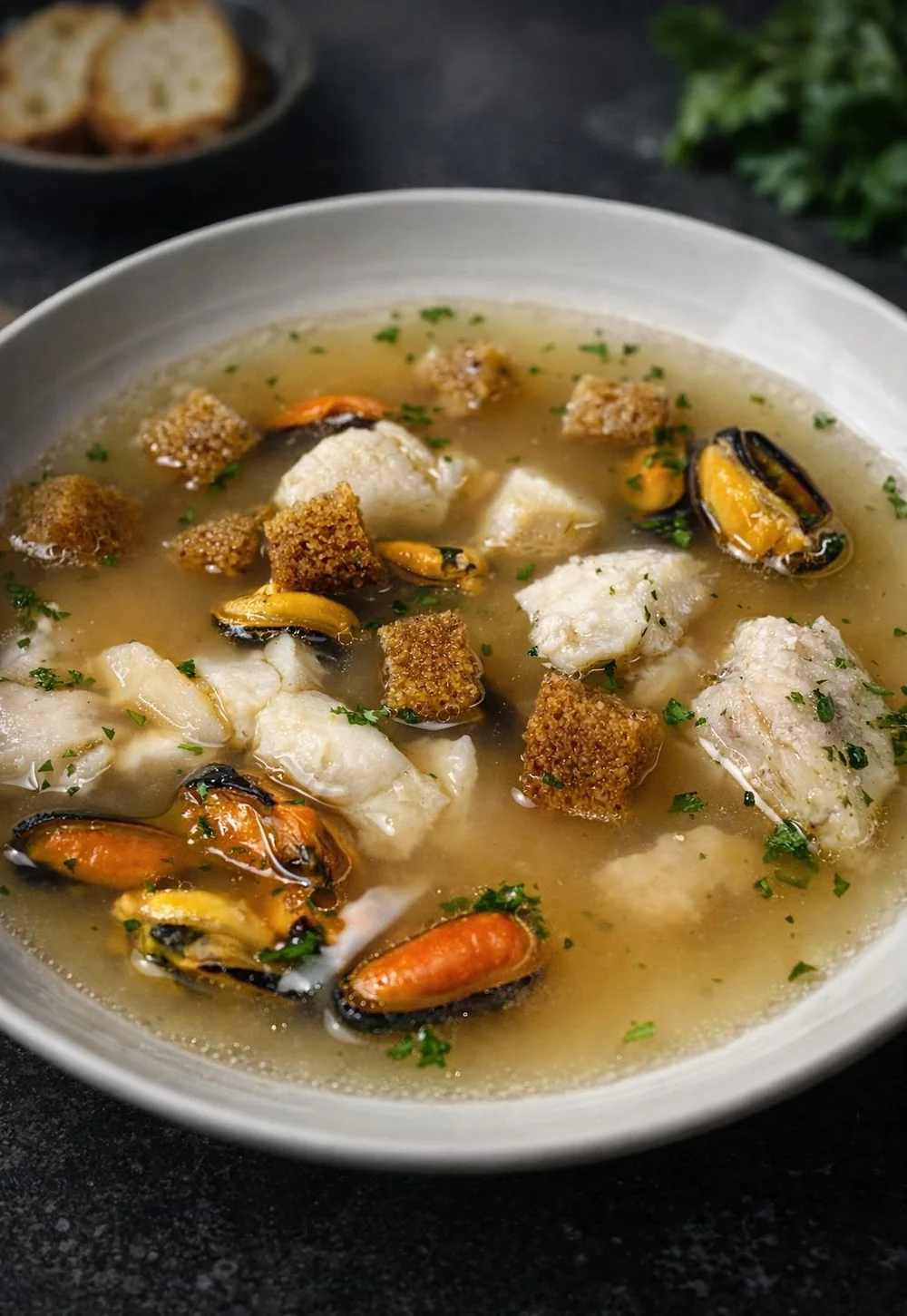 Zuppetta imperiale di cozze e astice