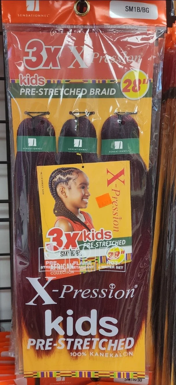 3X kids pre-stretched 28" #1b/bg