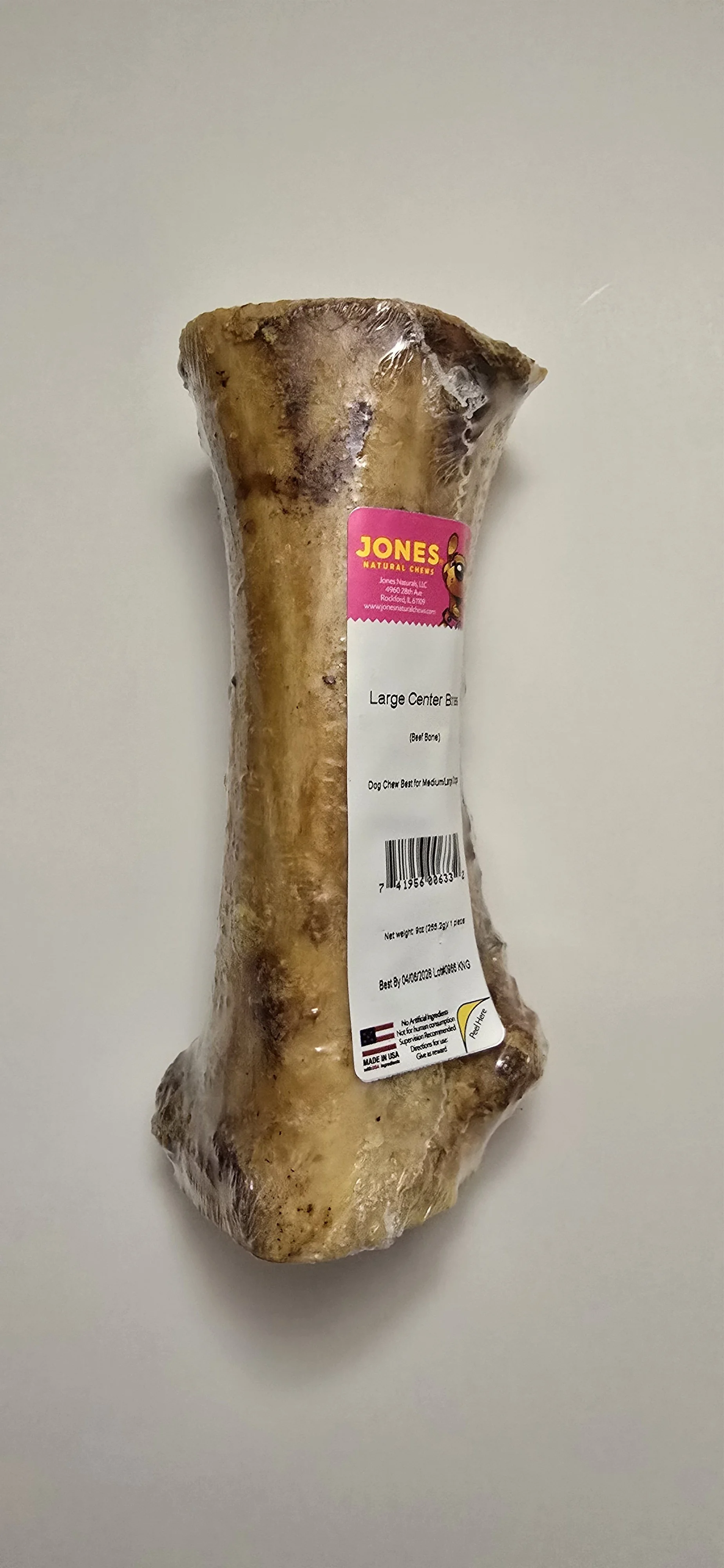Jones Natural Chews 7" Beef Center Bone