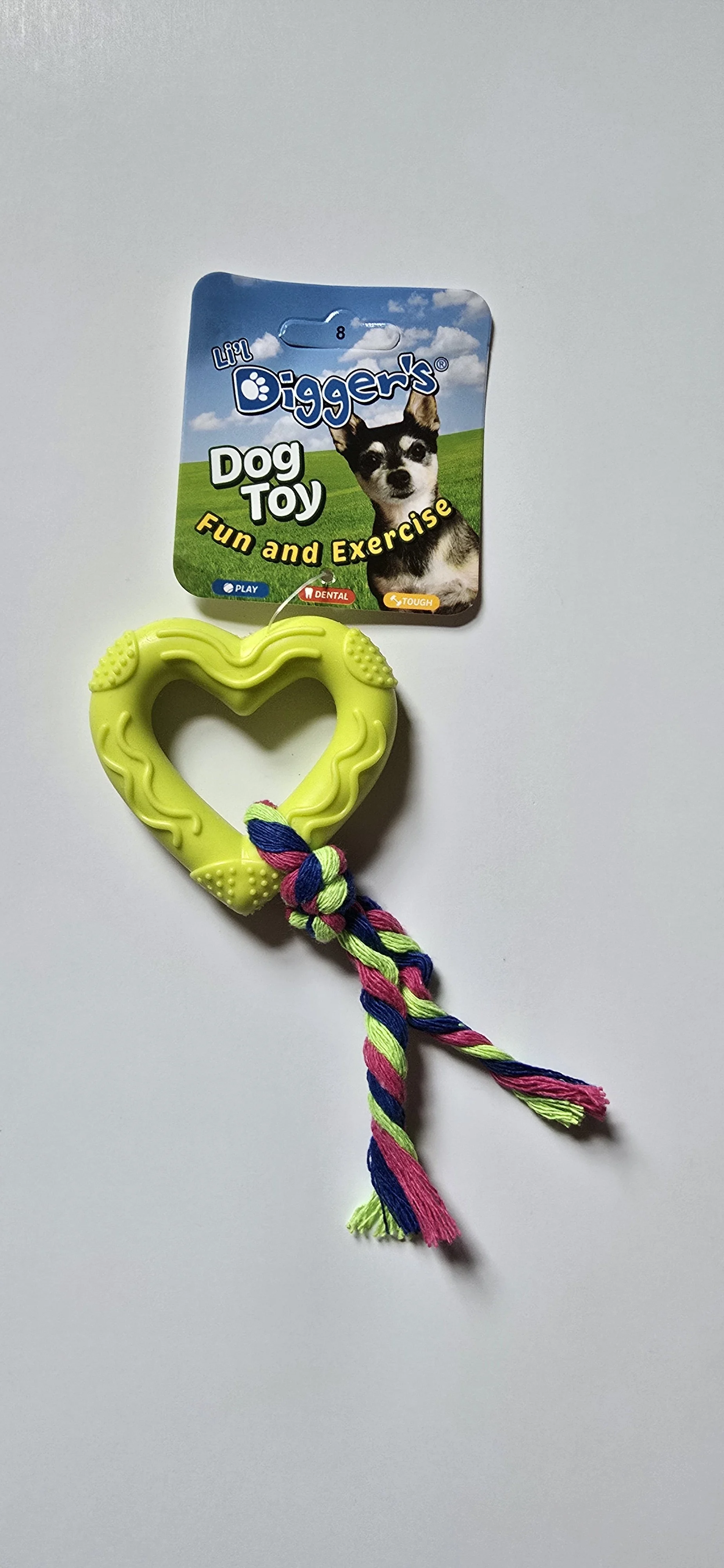 Small Dog Heart Rope Tug Toy – Lime