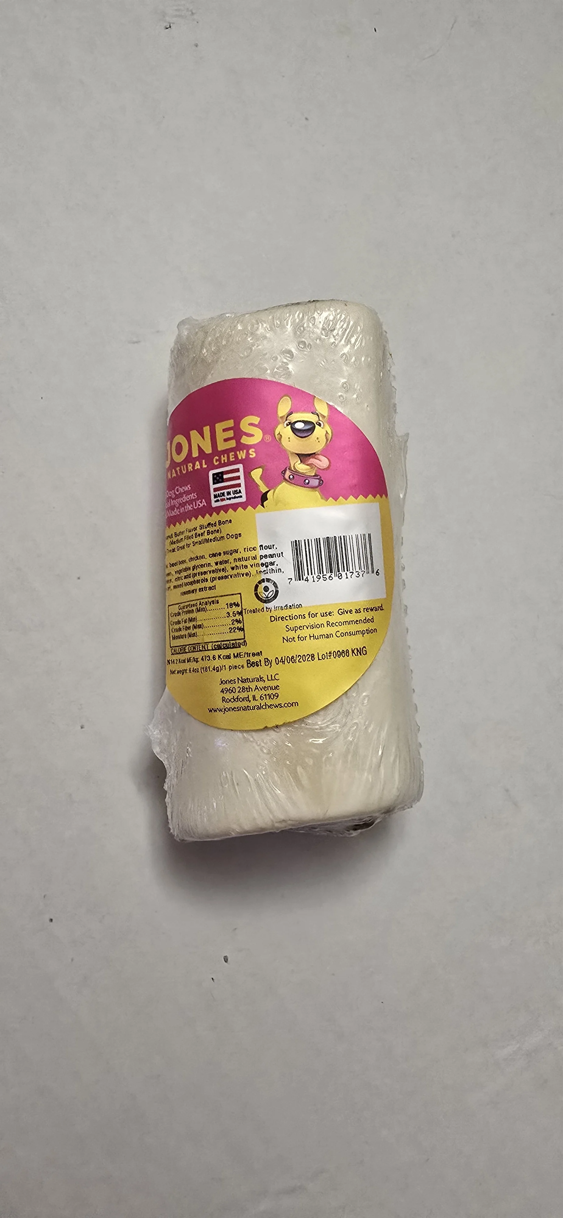 Jones Peanut Butter Flavor Stuffed Bone – 4 Inch