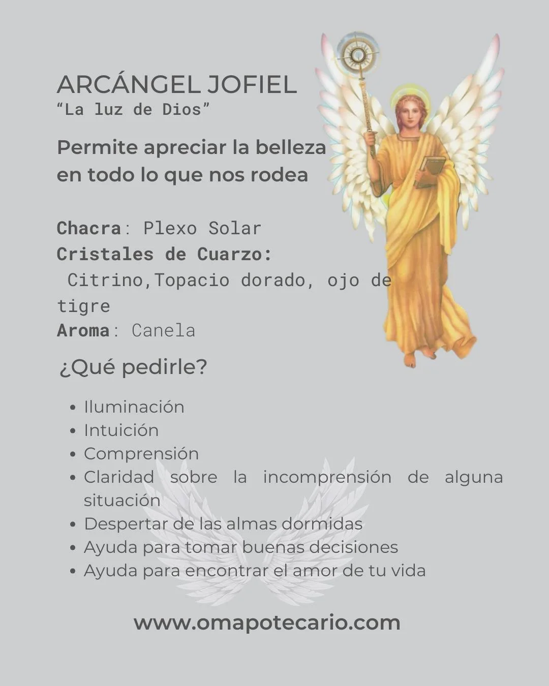 Jofiel, cuyo nombre significa &quot;belleza de Dios&quot;, es el arc&aacute;ngel que apoya a los artistas. Es el arc&aacute;ngel de la creatividad, la sabidur&iacute;a y las ideas frescas. Jofiel disipa el caos y trae calma a nuestras vidas. Puedes i