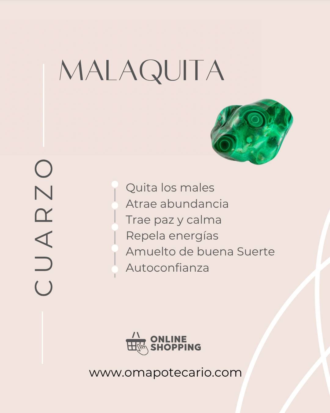 Llevar contigo una Malaquita es como tener un amuleto de Buena Suerte. Aparte de que es un cristal que energ&eacute;ticamente limpia tu aura y entorno. 

Ahora bien!! - Procura limpiarlo con incienso o un aceite de protecci&oacute;n, cada vez que lo 