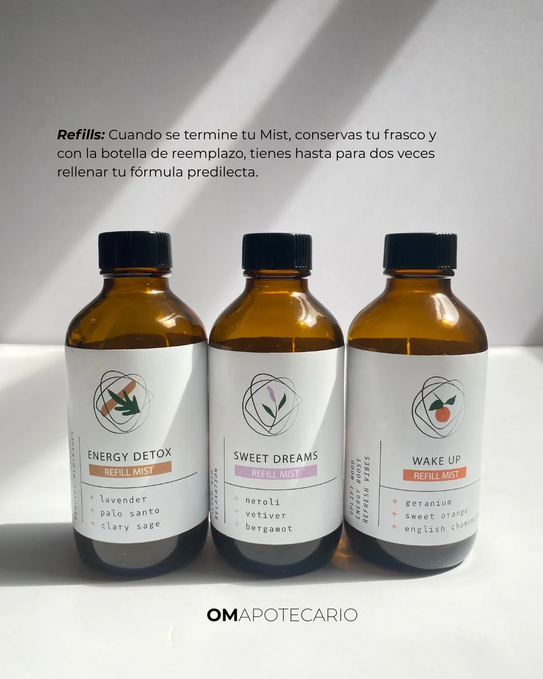 Good Vibes Trio = tu ritual diario seg&uacute;n lo que tu energ&iacute;a necesita. ✨
🌿 Energy Detox: grounding, limpia tu aura y protege tu energ&iacute;a.
🌙 Sweet Dreams: baja la ansiedad y acompa&ntilde;a un descanso m&aacute;s profundo.
☀️ Wake 
