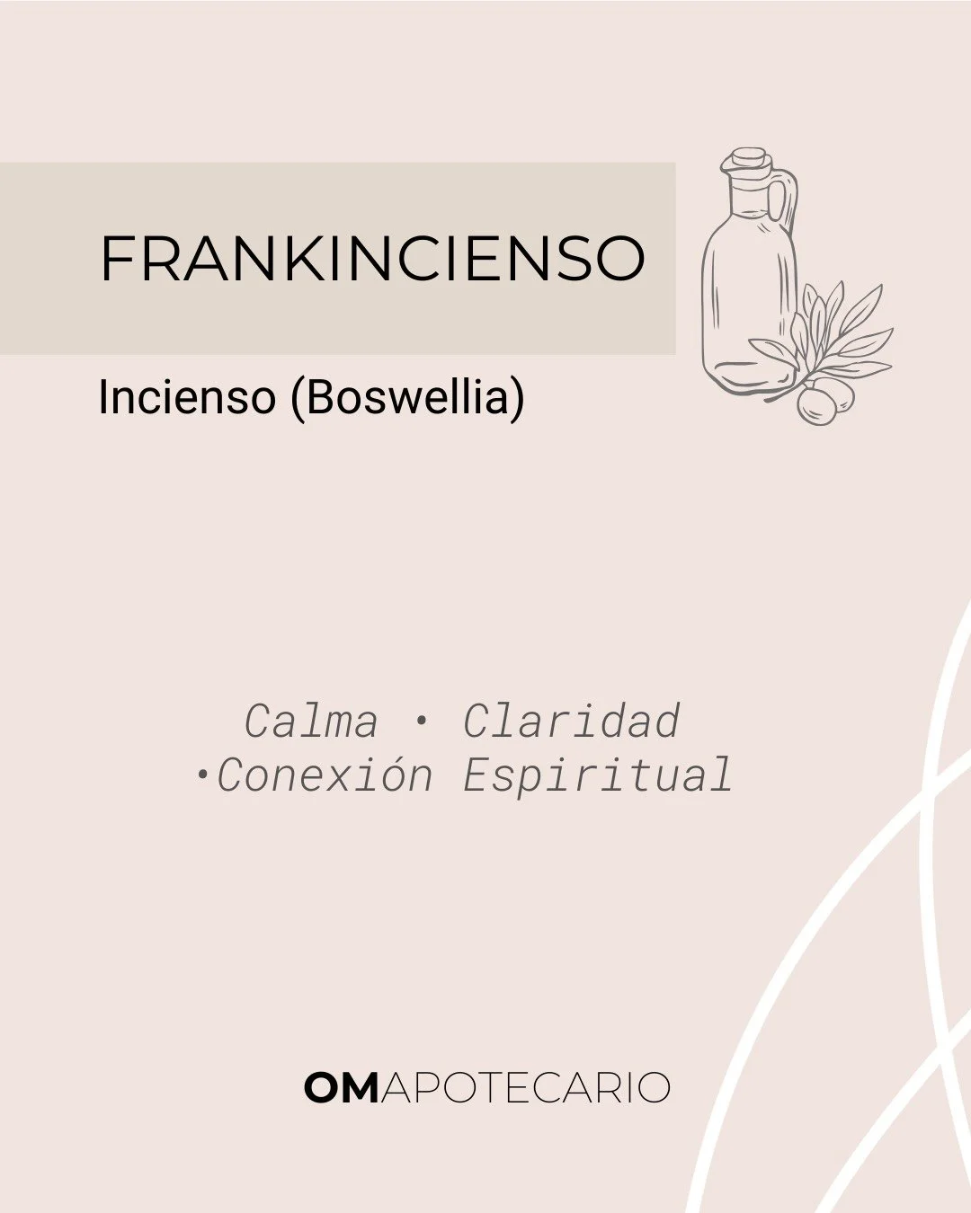 Frankincense (Incienso) es un aceite que invita a la presencia: calma el ruido mental y eleva la vibraci&oacute;n del espacio. ✨

&Uacute;salo en difusor para crear un ambiente sereno o diluido en aceite portador como parte de tu ritual de autocuidad