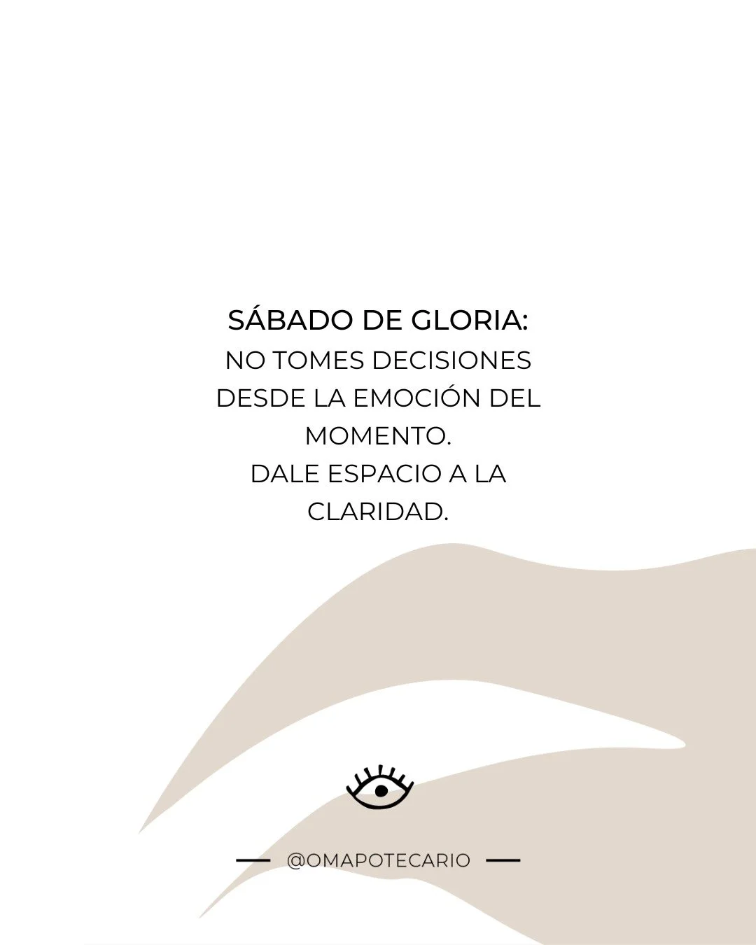 S&aacute;bado de Gloria 🤍✨
Hoy es un d&iacute;a para pausar antes de decidir. Si algo te activa, no significa que tengas que responder de inmediato. Dale espacio al silencio, respira y permite que la claridad te encuentre sin prisa.

💭 Pregunta gu&