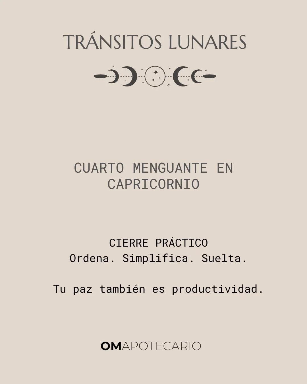 Hoy es perfecto para un reset pr&aacute;ctico: menos vueltas, m&aacute;s claridad. ♑️✨

Cierra algo que te est&aacute; drenando, pon un l&iacute;mite peque&ntilde;o y ordena una sola &aacute;rea. Lo simple sostenido te devuelve poder.

📌 Gu&aacute;r