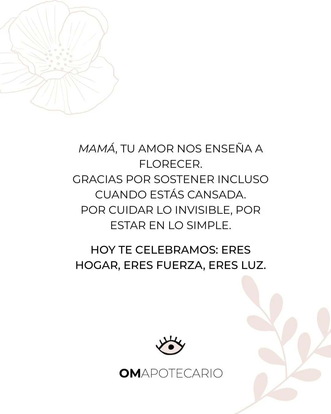 A todas las mam&aacute;s: gracias por sostener tanto, incluso cuando est&aacute;s cansada. 🤍✨
Gracias por cuidar lo invisible, por estar en lo simple y por amar de una forma que se siente como hogar.
Hoy te celebramos, mam&aacute;: eres hogar, eres 
