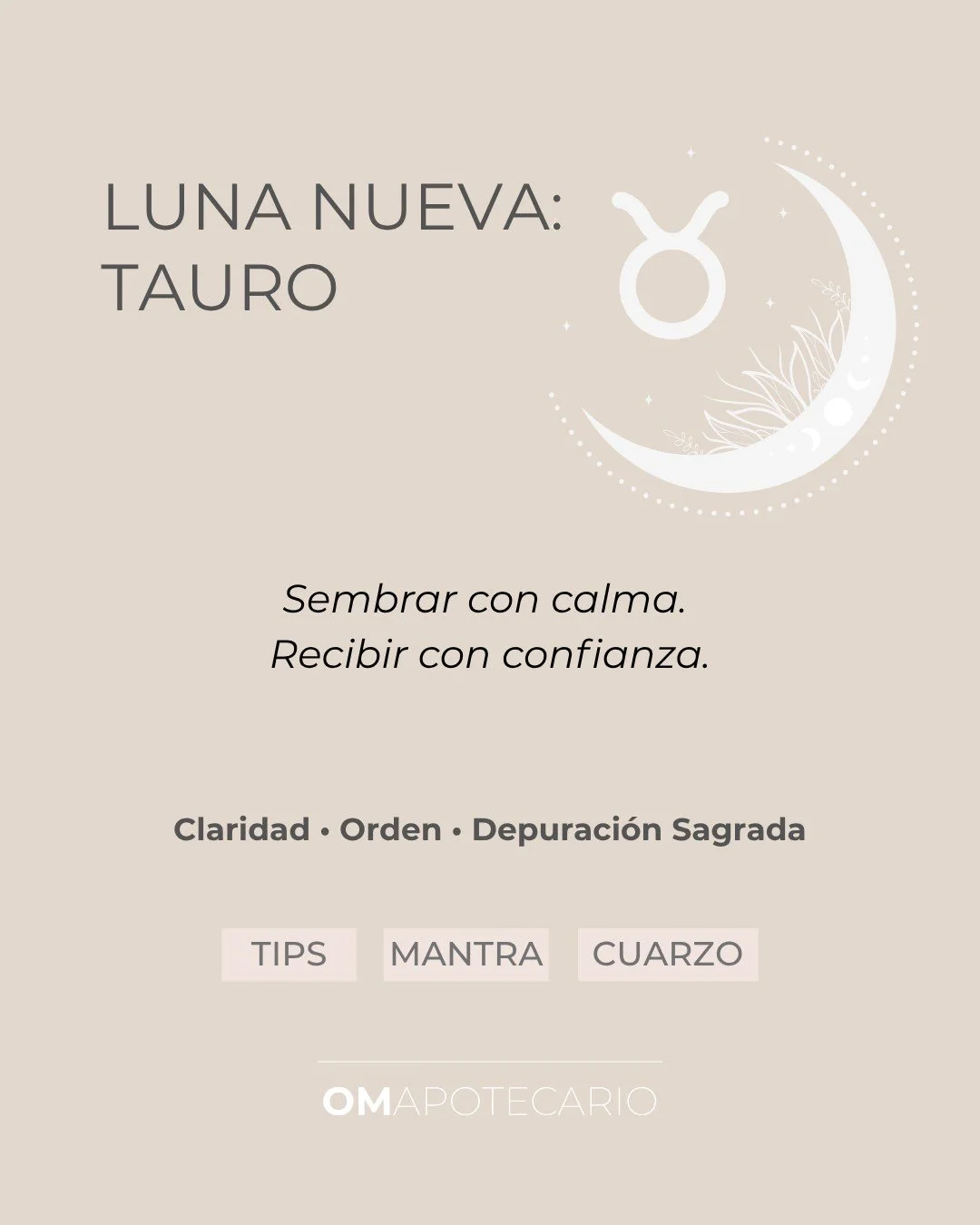 Luna Nueva en Tauro 🌑♉️
Un inicio para sembrar calma, estabilidad y merecimiento.
Define 1 intenci&oacute;n, toma 1 acci&oacute;n peque&ntilde;a y conf&iacute;a en lo que crece lento pero seguro. 🌿
✨ Mantra: &ldquo;Recibo con calma. Construyo con a