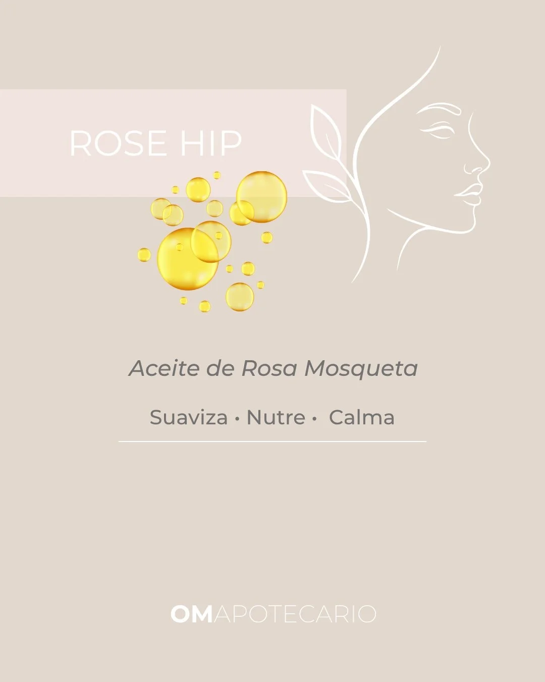 Hoy tu piel pide calma + reparaci&oacute;n + nutrici&oacute;n.

El aceite de Rosa Mosqueta (Rose Hip) es un cl&aacute;sico de la dermocosm&eacute;tica natural: rico en antioxidantes (Vit. A, C y E) y perfecto cuando quieres suavizar la textura, apoya