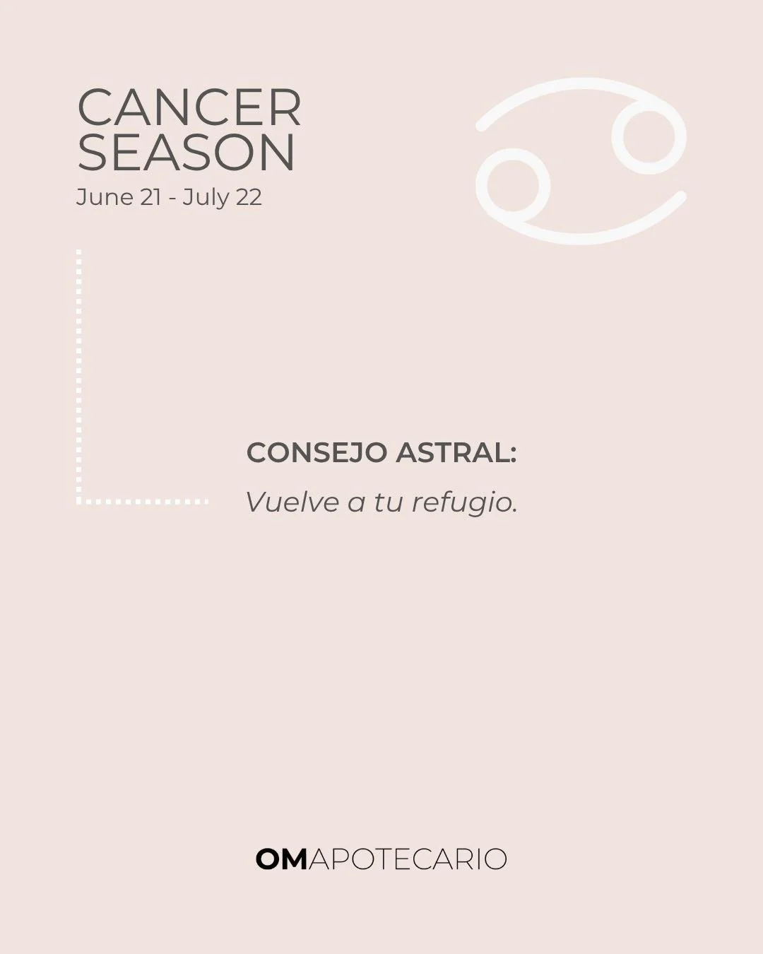 Cancer Season ♋️
Esta temporada te invita a volver a tu refugio: tu cuerpo, tu intuici&oacute;n y tus l&iacute;mites amorosos.
Menos prisa. M&aacute;s cuidado. M&aacute;s verdad emocional.

Mantra: Me escucho. Me sostengo. Me protejo con ternura.
✨ S