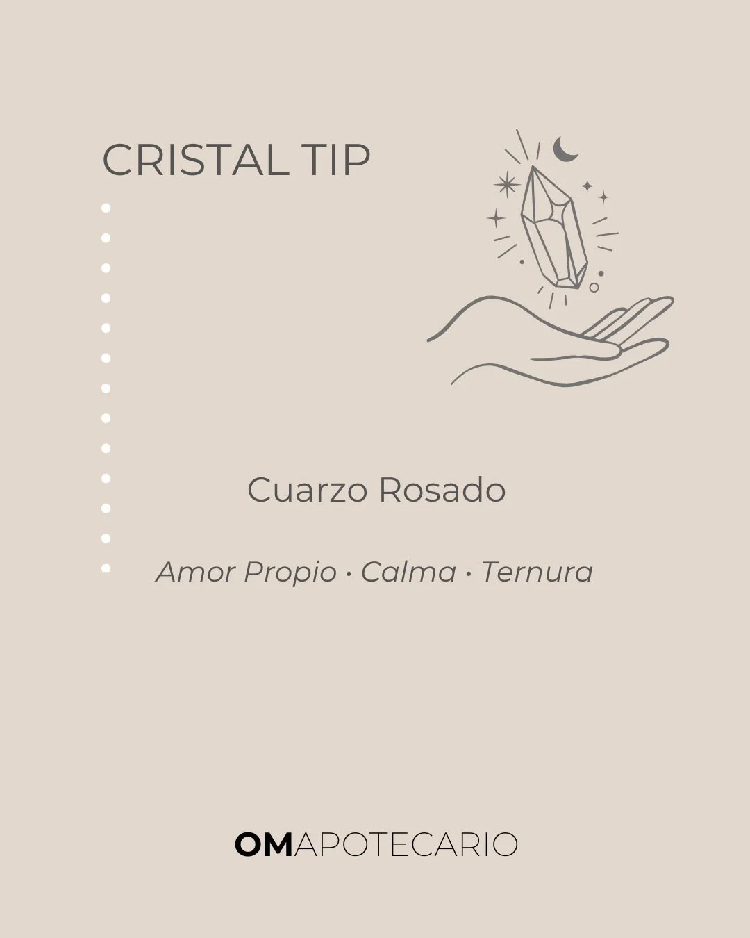 Cuarzo rosado 🤍
Un recordatorio suave para volver al coraz&oacute;n: amor propio, calma emocional y v&iacute;nculos m&aacute;s tiernos.

Ritual (1 minuto):

1. Coloca el cuarzo en tu mano receptiva (izquierda).
2. Ll&eacute;valo al centro del pecho 