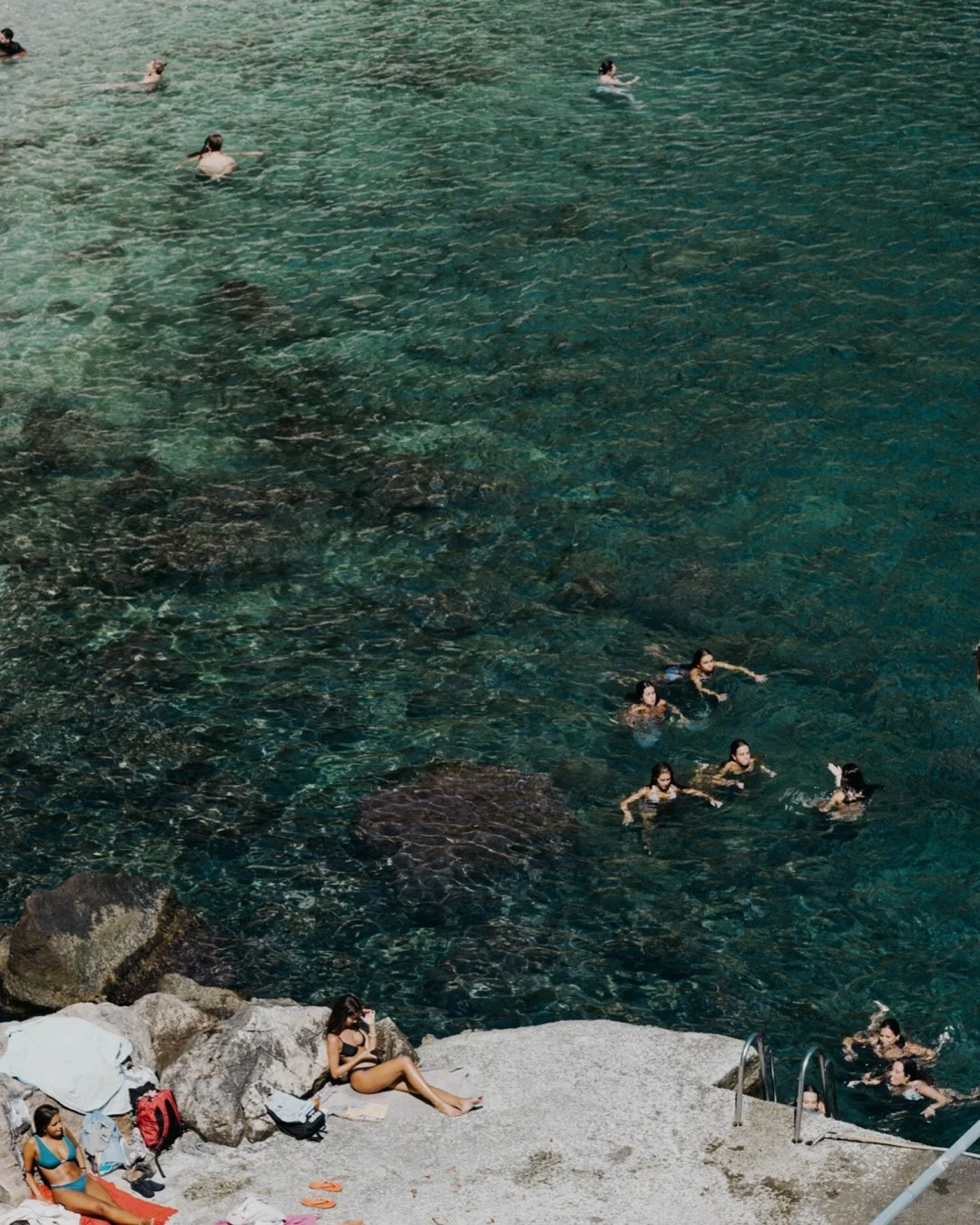 Bellevue beach in Dubrovnik at high summer 
