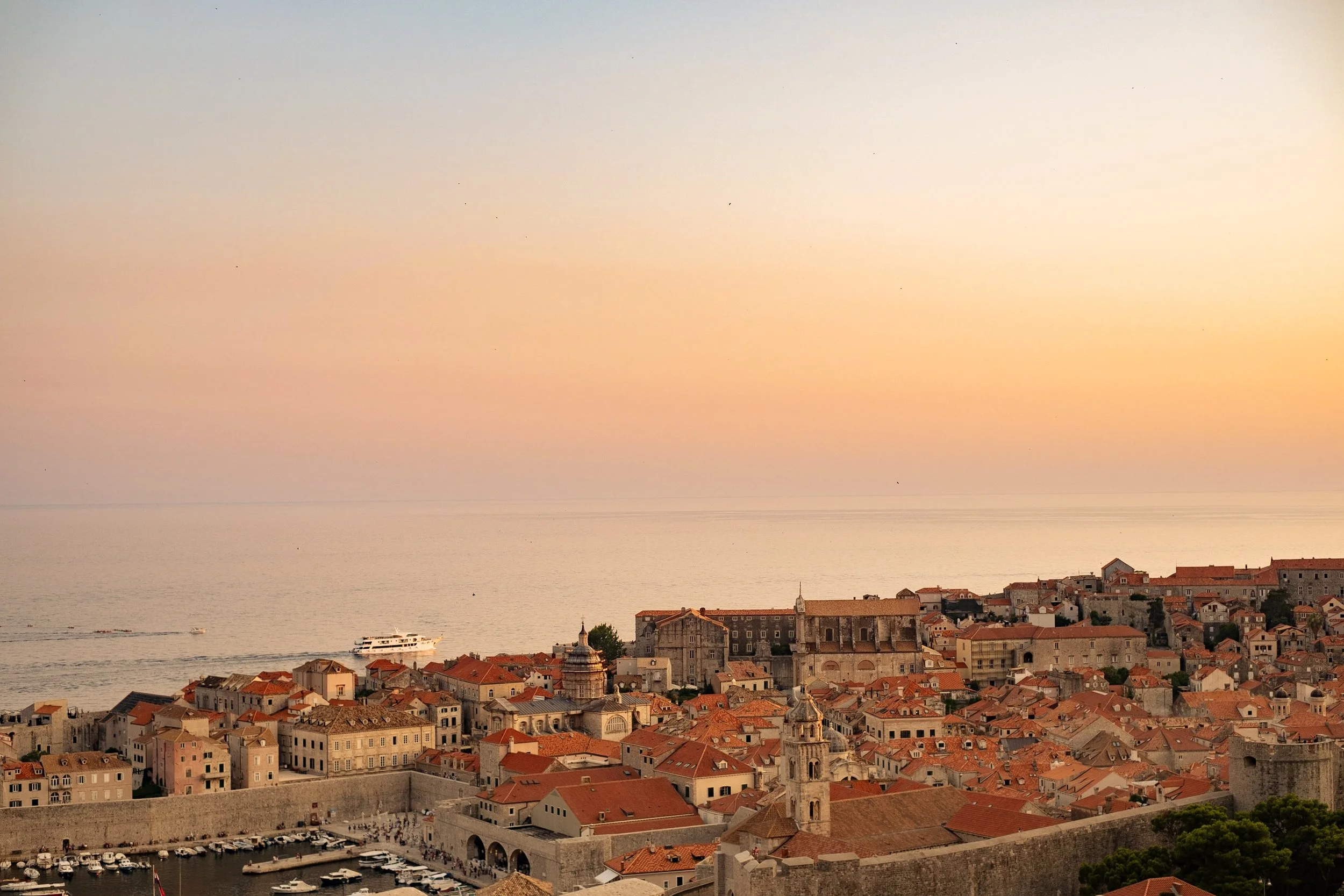 View on the Dubrovnik Old Town at sunset