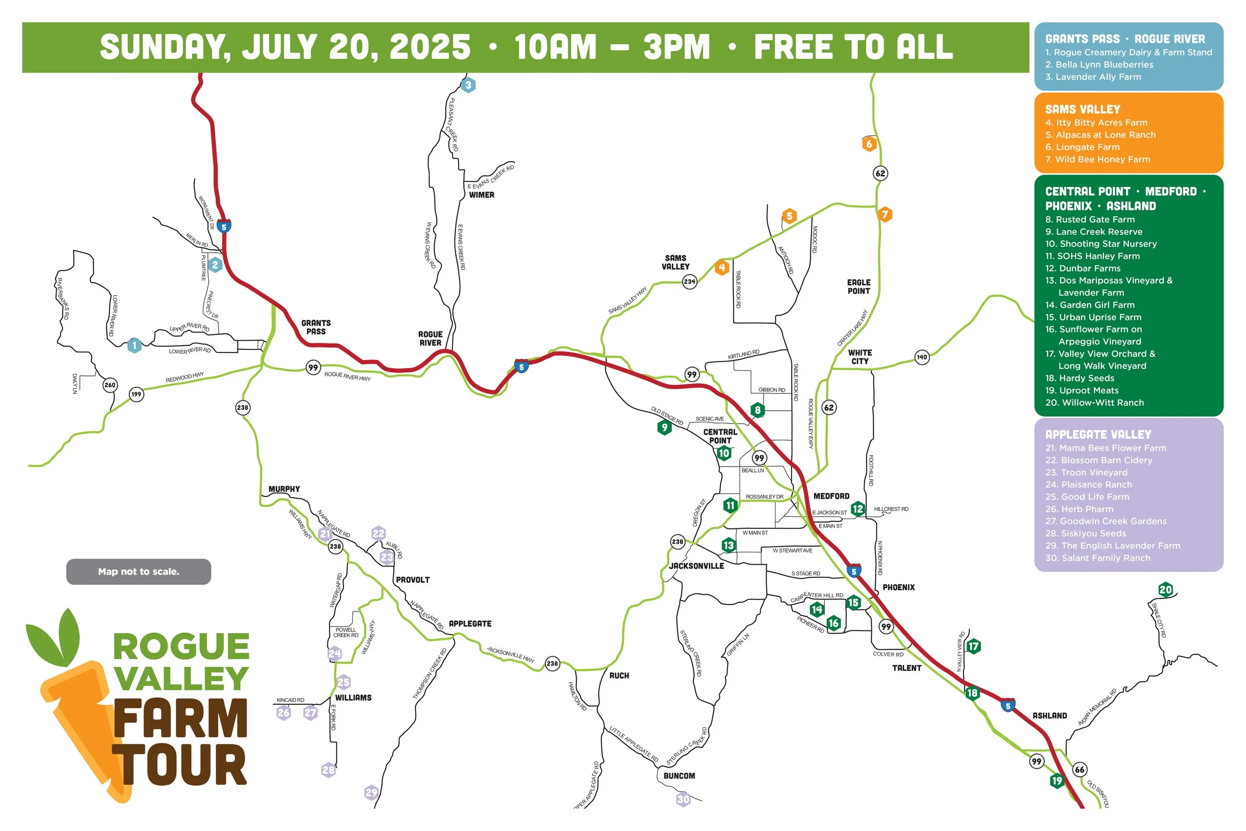 2025 Rogue Valley Farm Tour Map