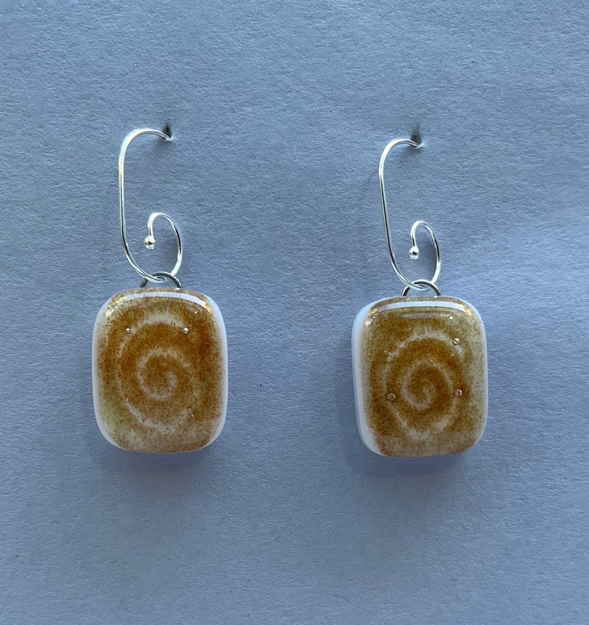 #270 Spiral Brown Frit with hoop wires earrings.jpg