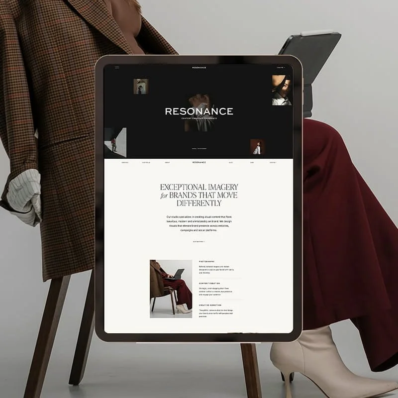 Resonance Squarespace 7.1 website template designed for photographers and creative service providers