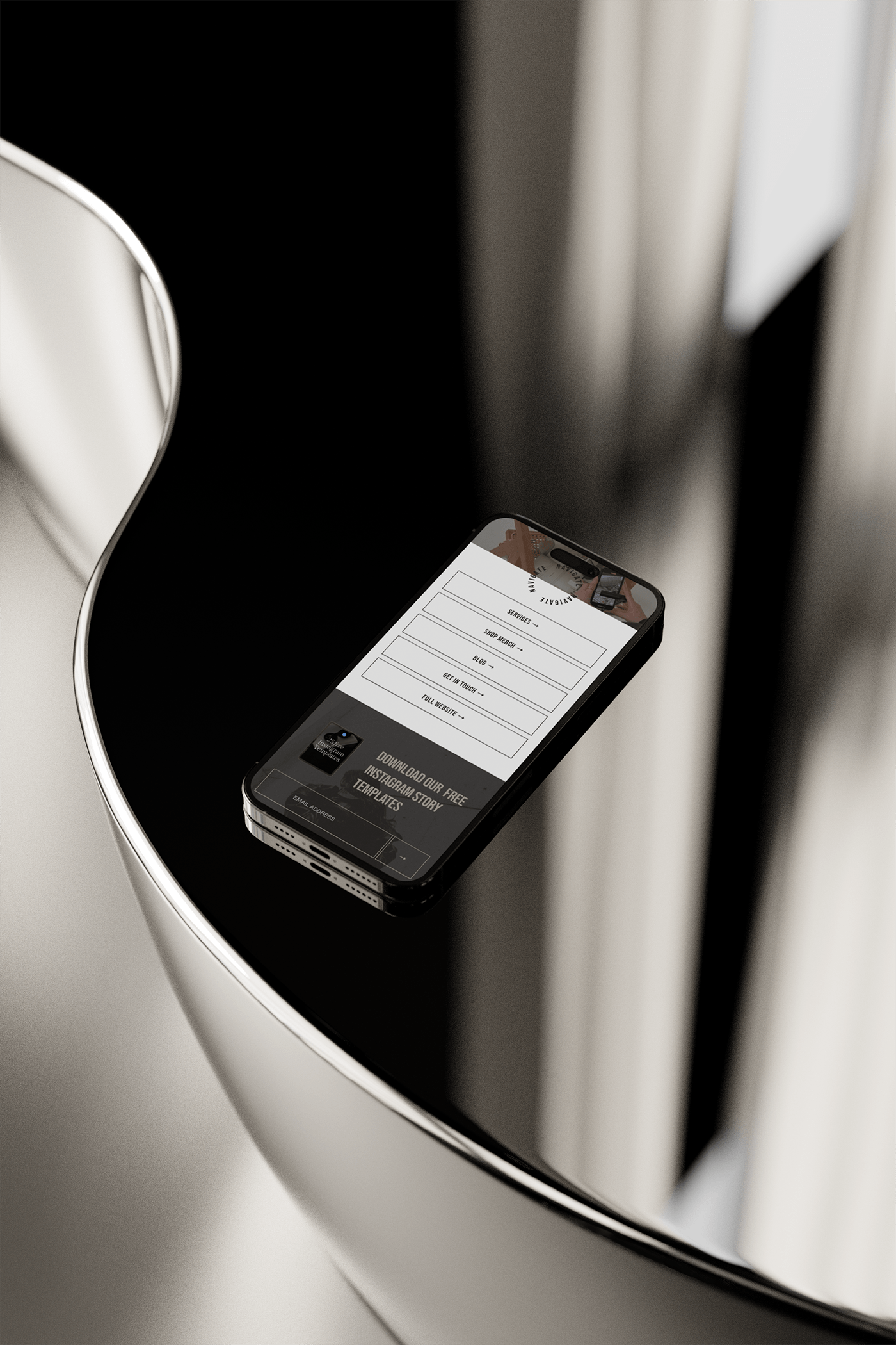 Social Squarespace 7.1 template iPhone mockup for social media managers