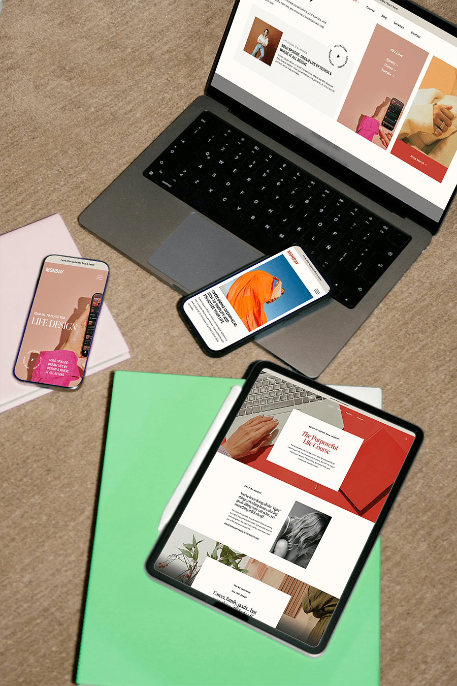 Monday Squarespace 7.1 website template desktop mockup