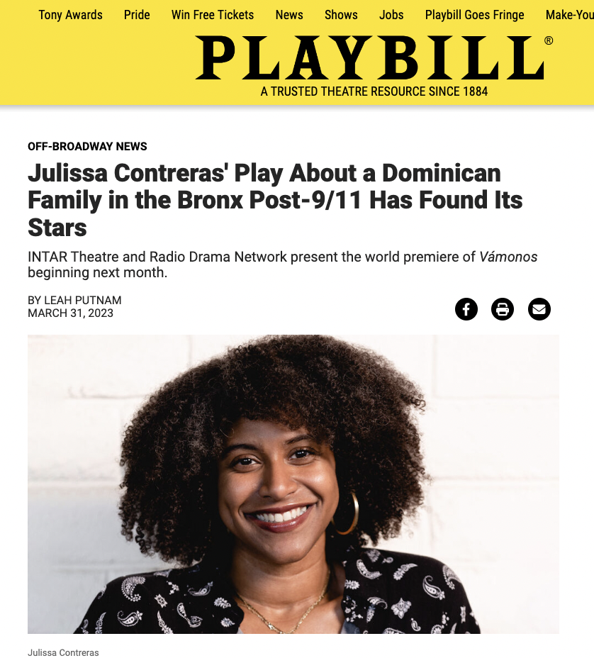 Playbill: "Julissa Contreras' Play About a Dominican Family in the Bronx Post-9/11 Has Found Its Stars"