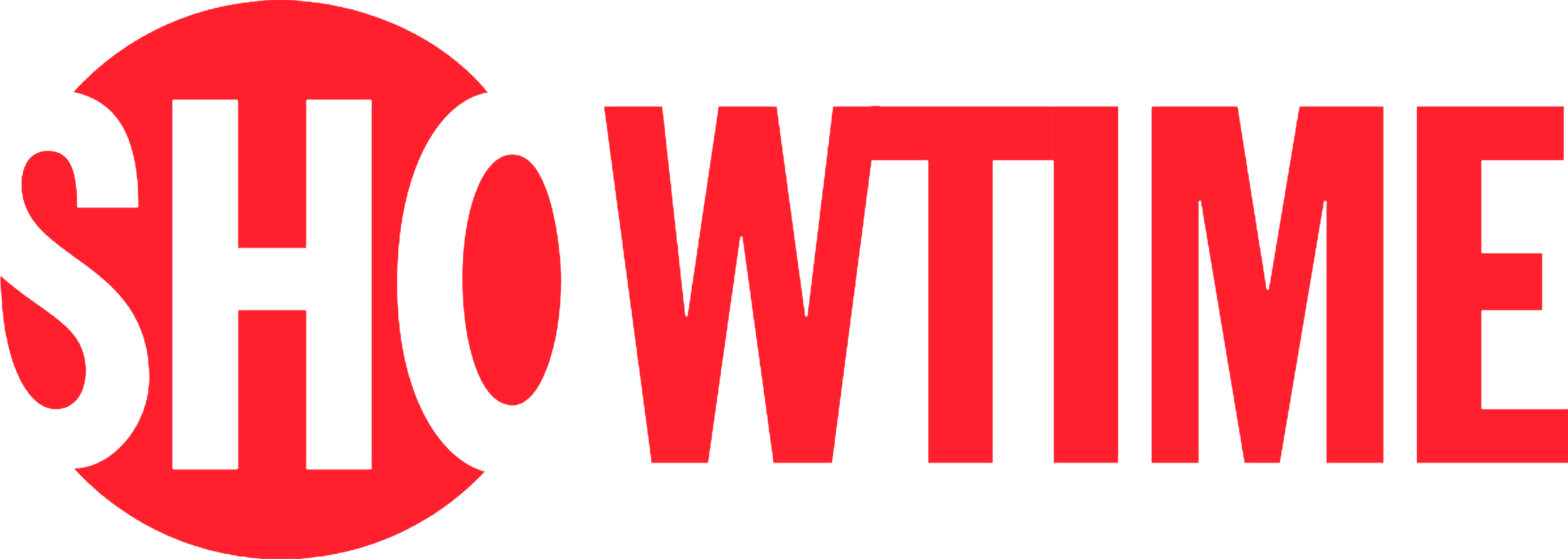 A red and black graphic of the word "SHOWTIME" with a red circle background around the first three letters.
