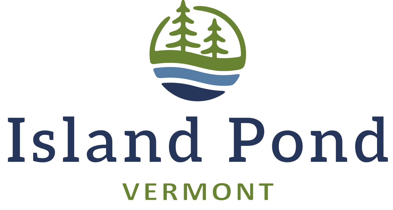 illustrated tree in a circle with island pond vermont underneath