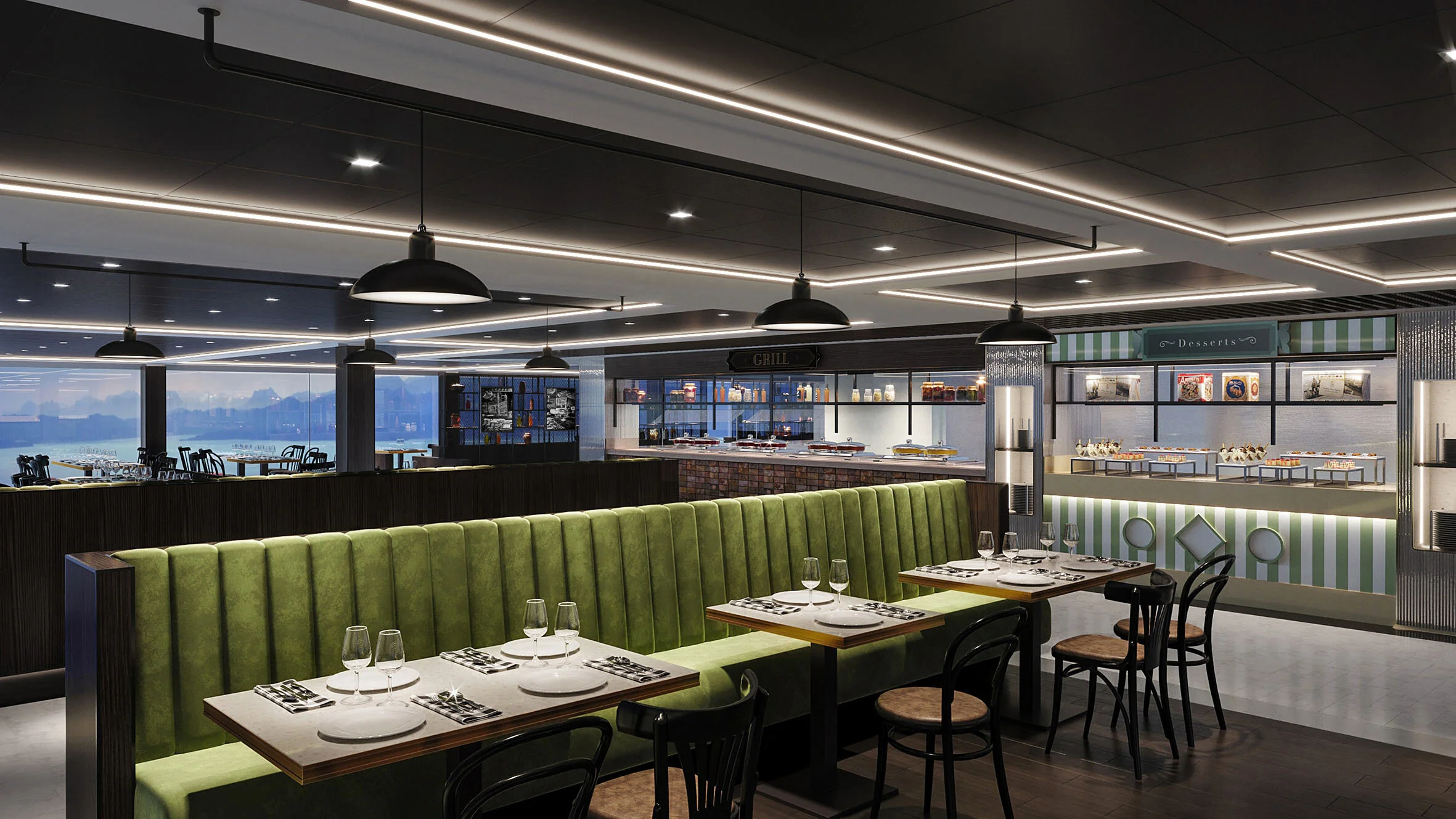 Das neu gestaltete Marketplace Buffet an Bord der MSC Virtuosa.
