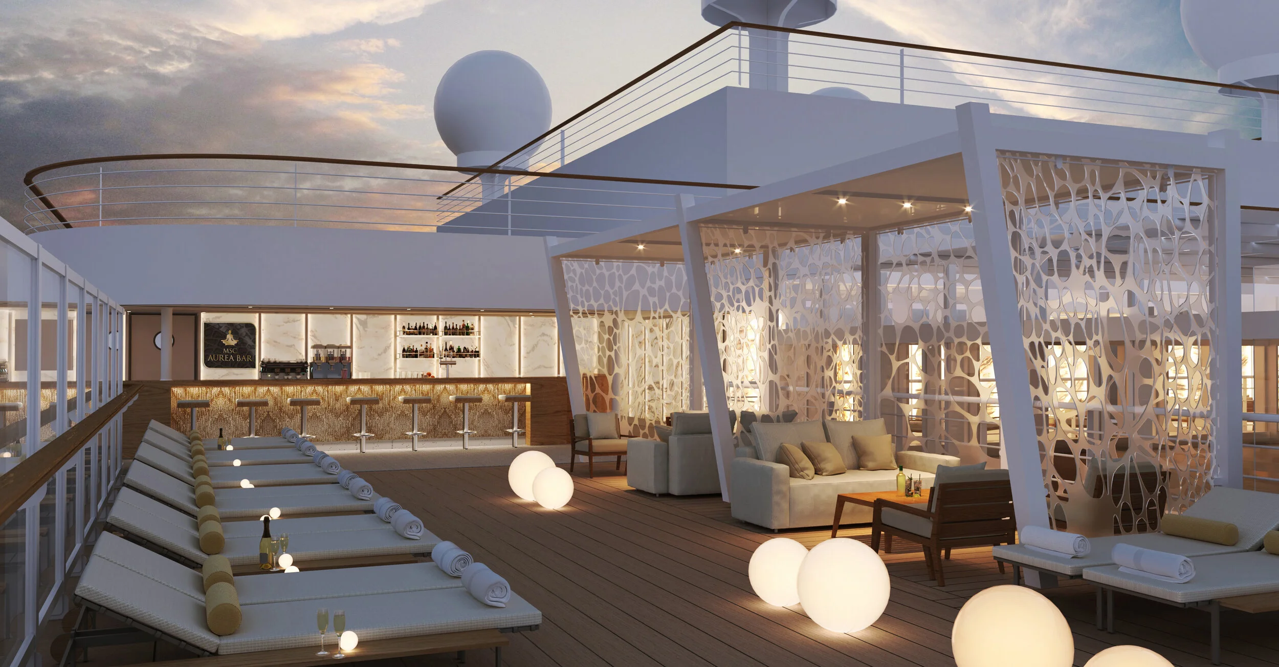 Die neu gestaltete MSC Aurea Bar auf Deck 19 der MSC Seashore.