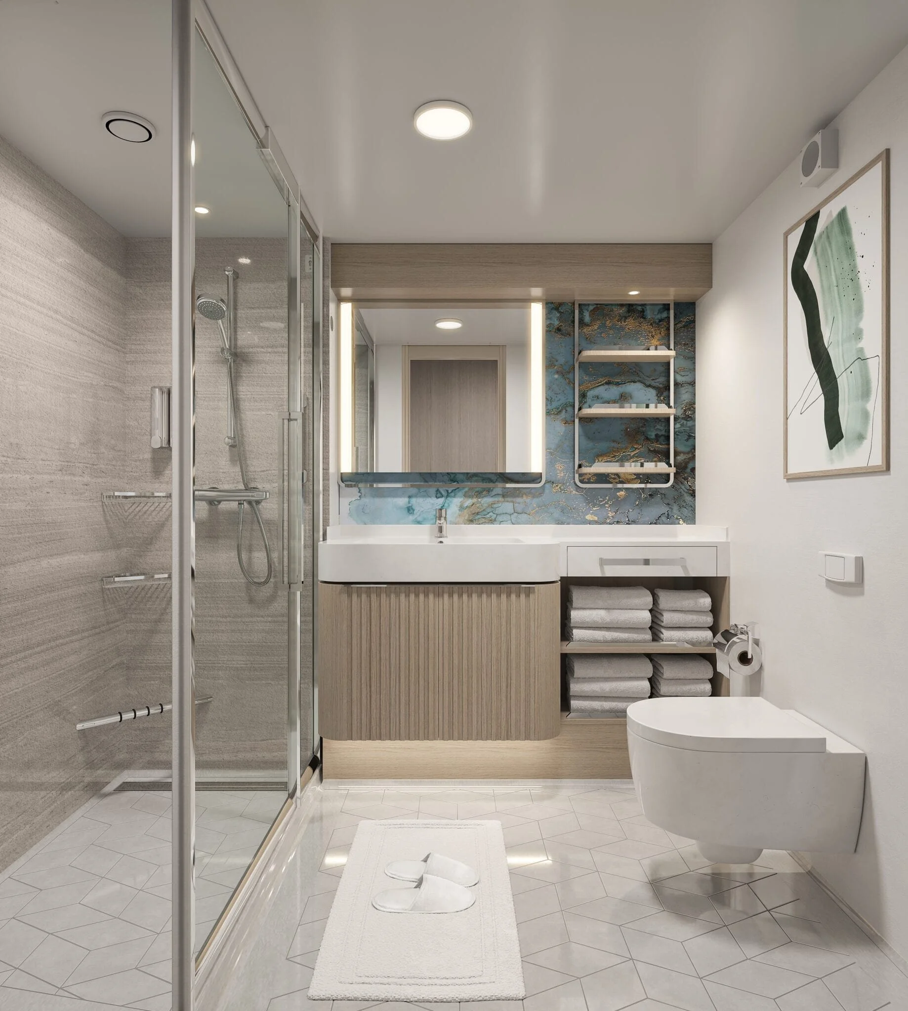  Ein Beispiel eines Badezimmers in einer Balkonkabine ©Norwegian Cruise Line 