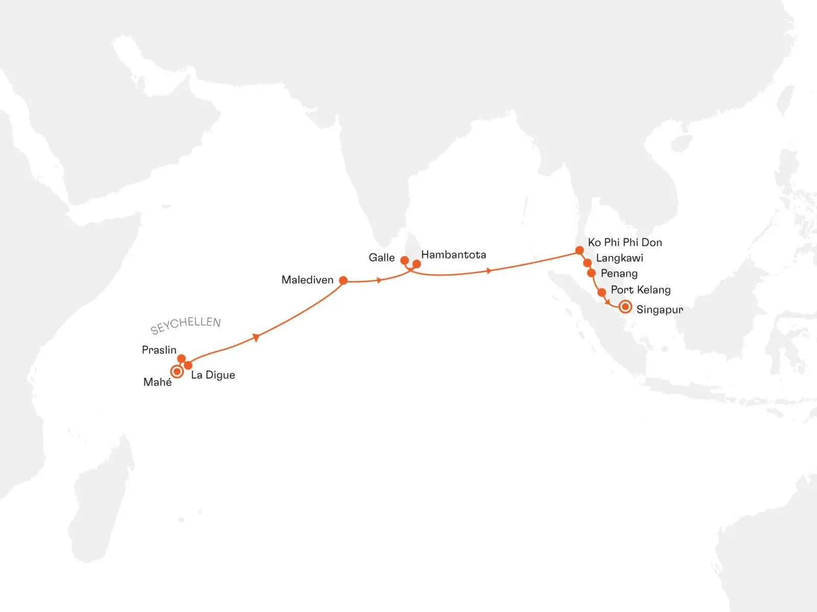 Weihnachtskreuzfahrt Indischer Ozean – Seychellen, Malediven & Asien