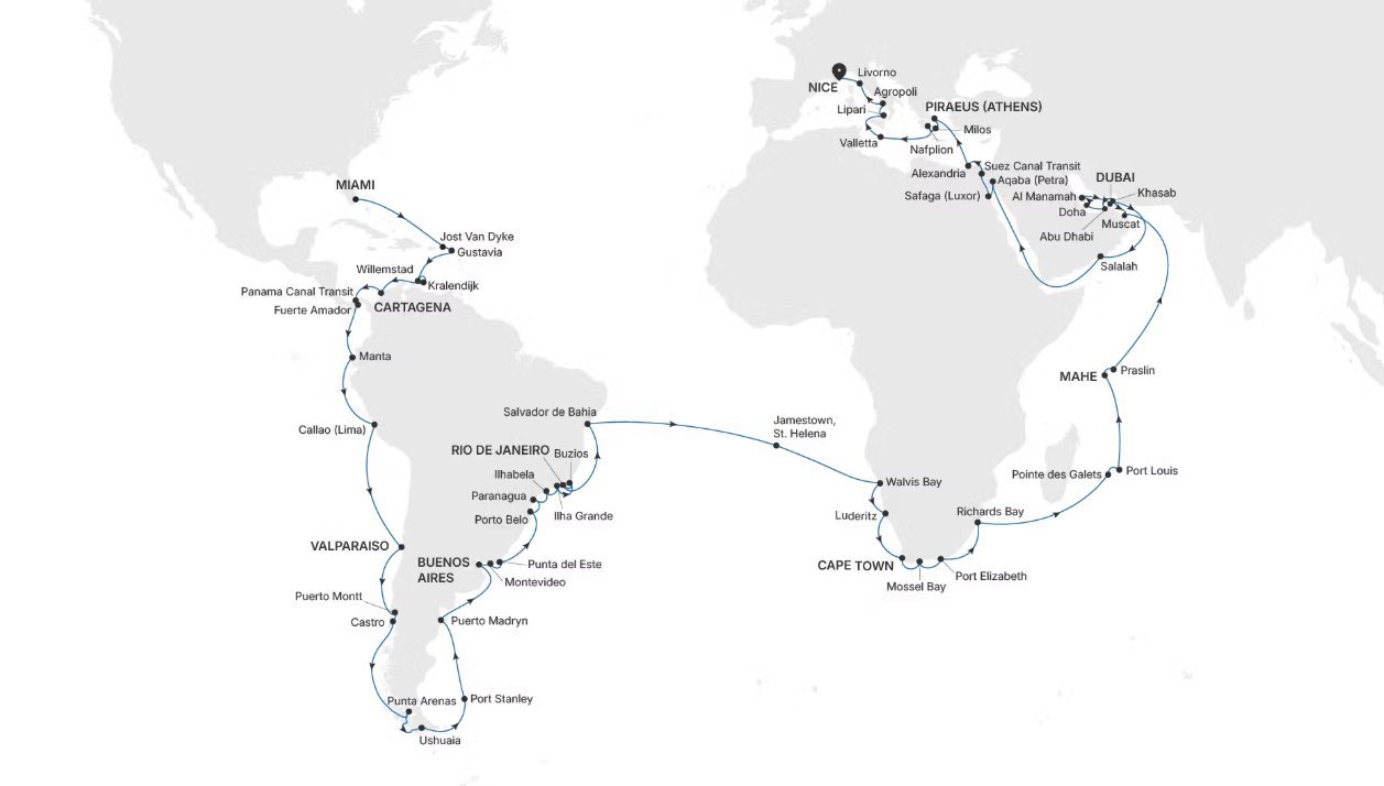 Silversea Weltreise 2028 an Bord von Silver Shadow