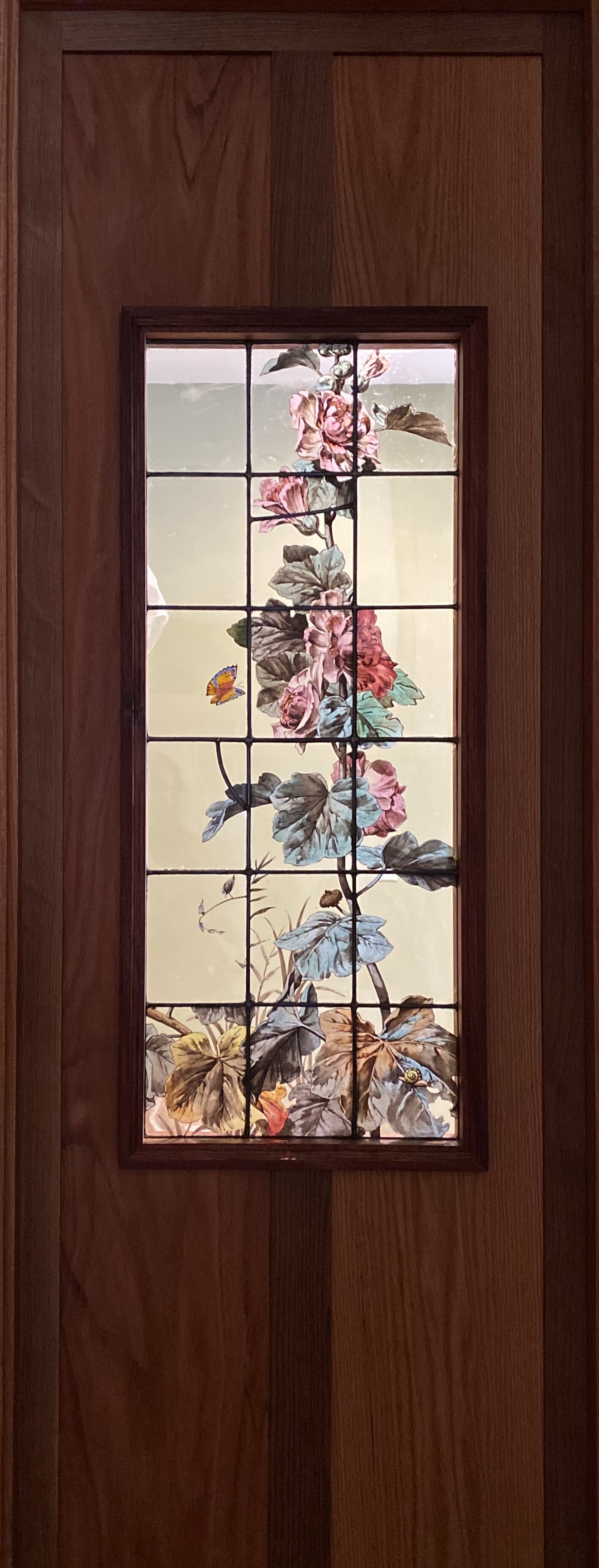 Custom interior door with 19th Century French stained glass inlay