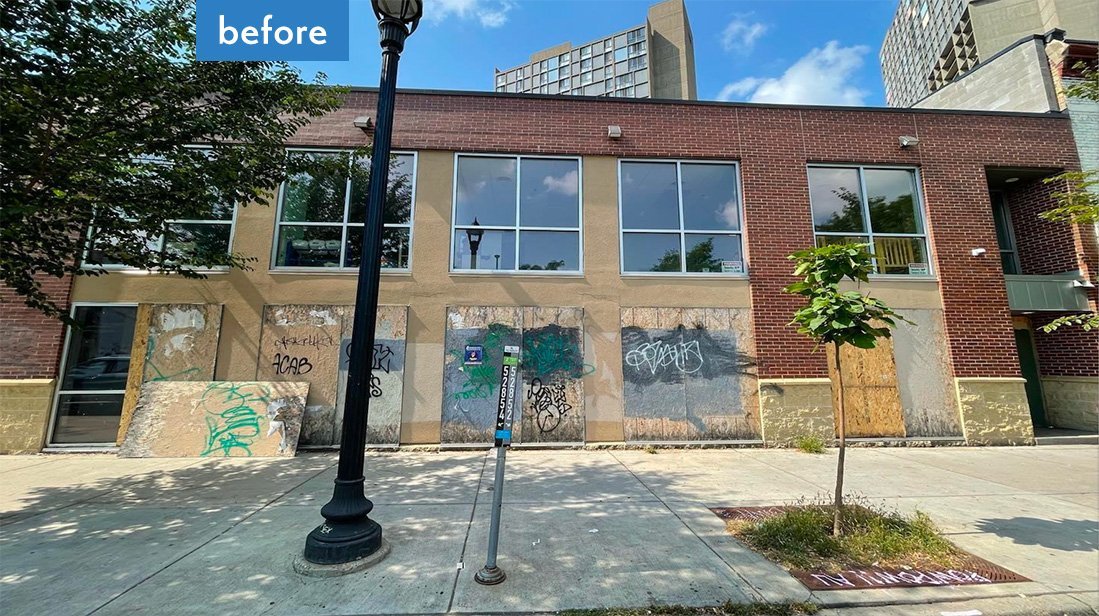 New Cedar Restaurant before the WBBA's Storefront Beautification Blitz.