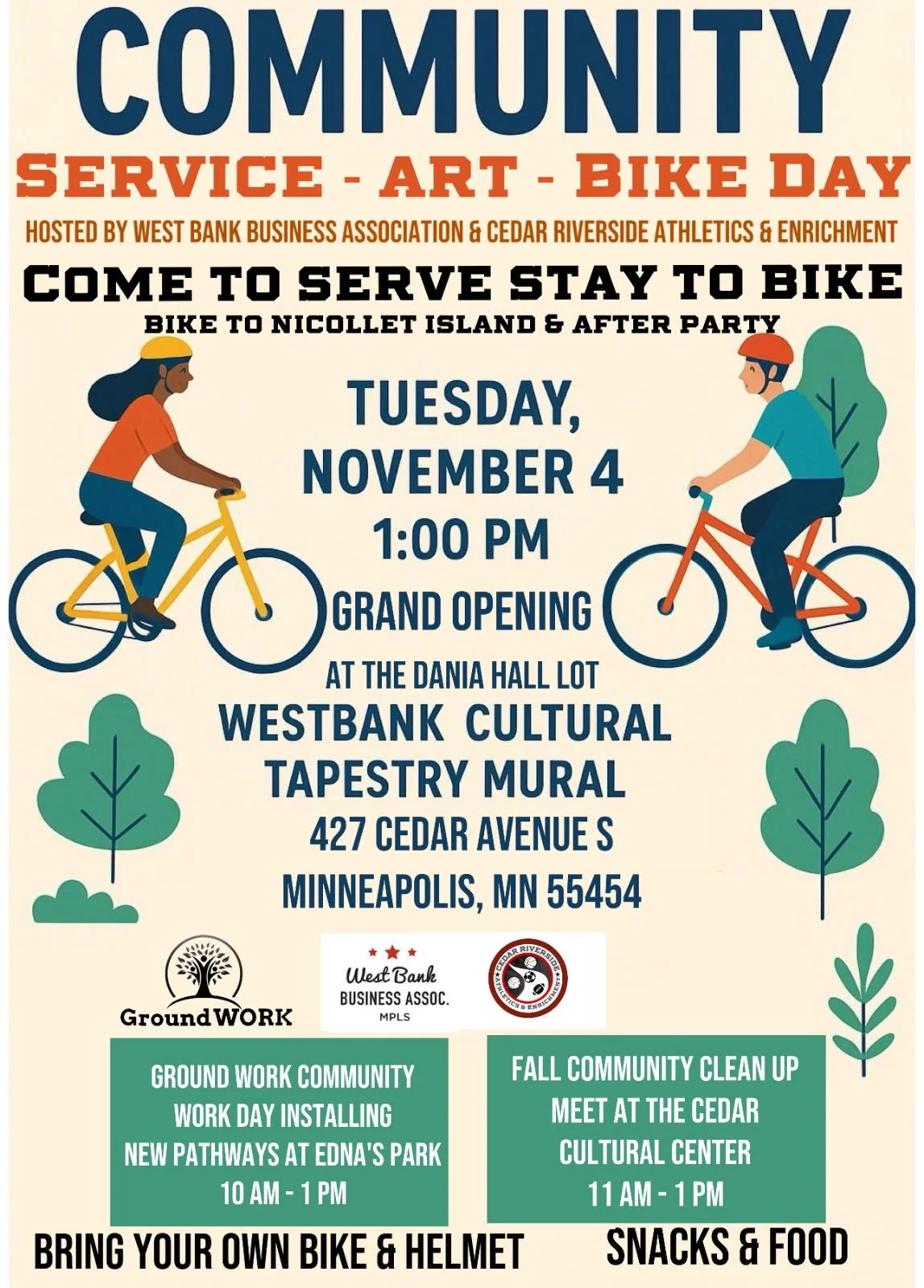 West Bank Community Service, Art, and Bike Day!