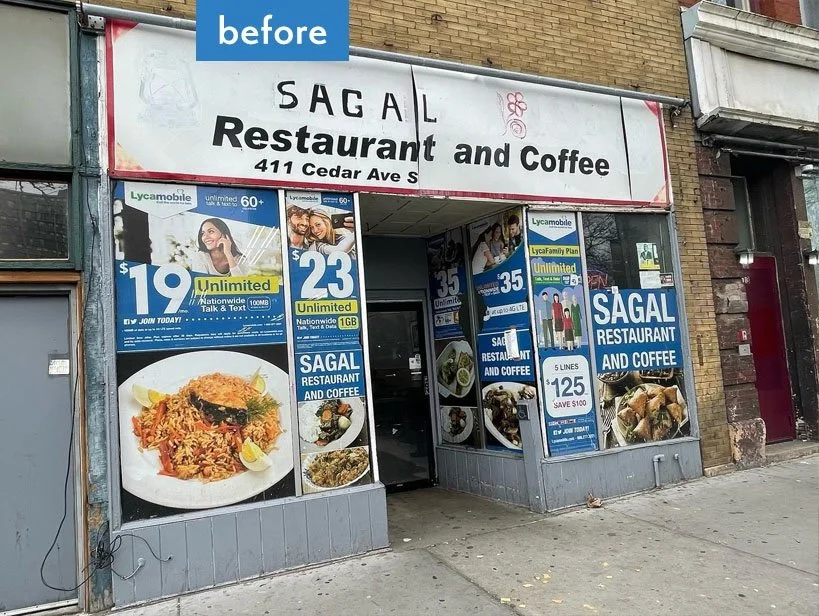 Sagal Restaurant before the WBBA's Storefront Beautification Blitz.