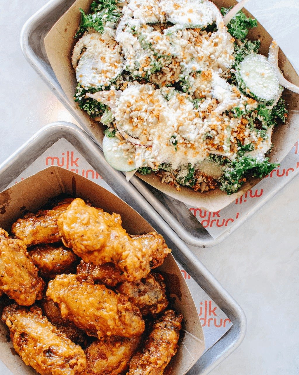 Have you explored our 'Without a Bun' section of the menu? Of course the sandwiches are great, but don't sleep on our other delicious savory offerings! Perfectly crispy wings and a flavor-packed caesar kale salad are a few options that will have you 