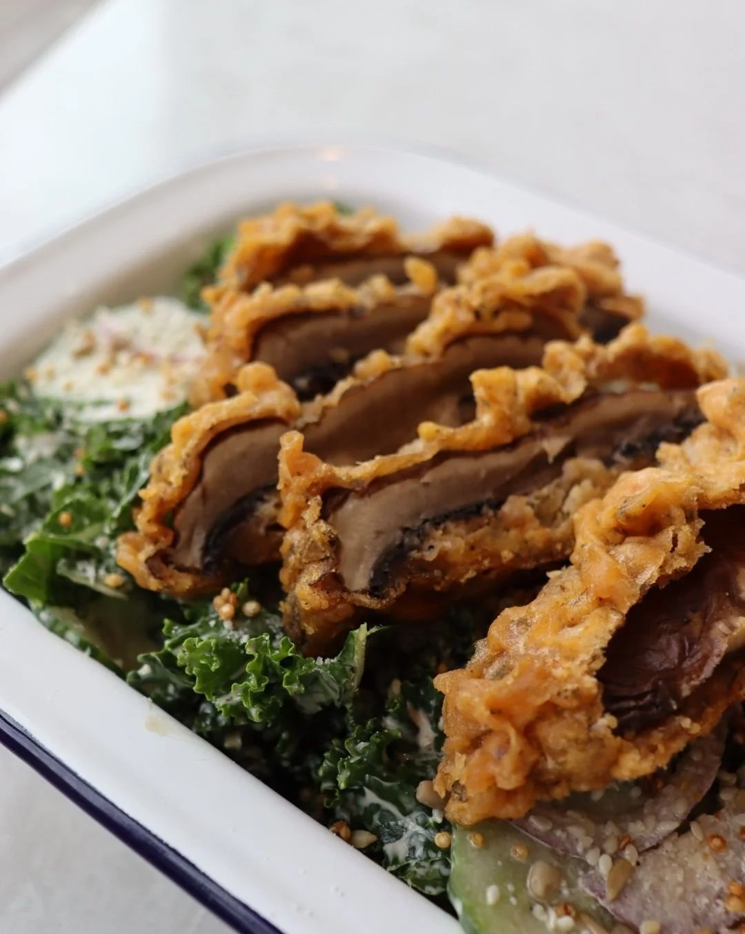 The unsung hero of Milk Drunk: the Fried Portobello! 🍄  Yes, you can get this crispy shroom on the Porto sandwich, but it's also amazing on our kale salad! Bonus, you can always swap out the fried chicken for fried portobello on any of our sandwiche
