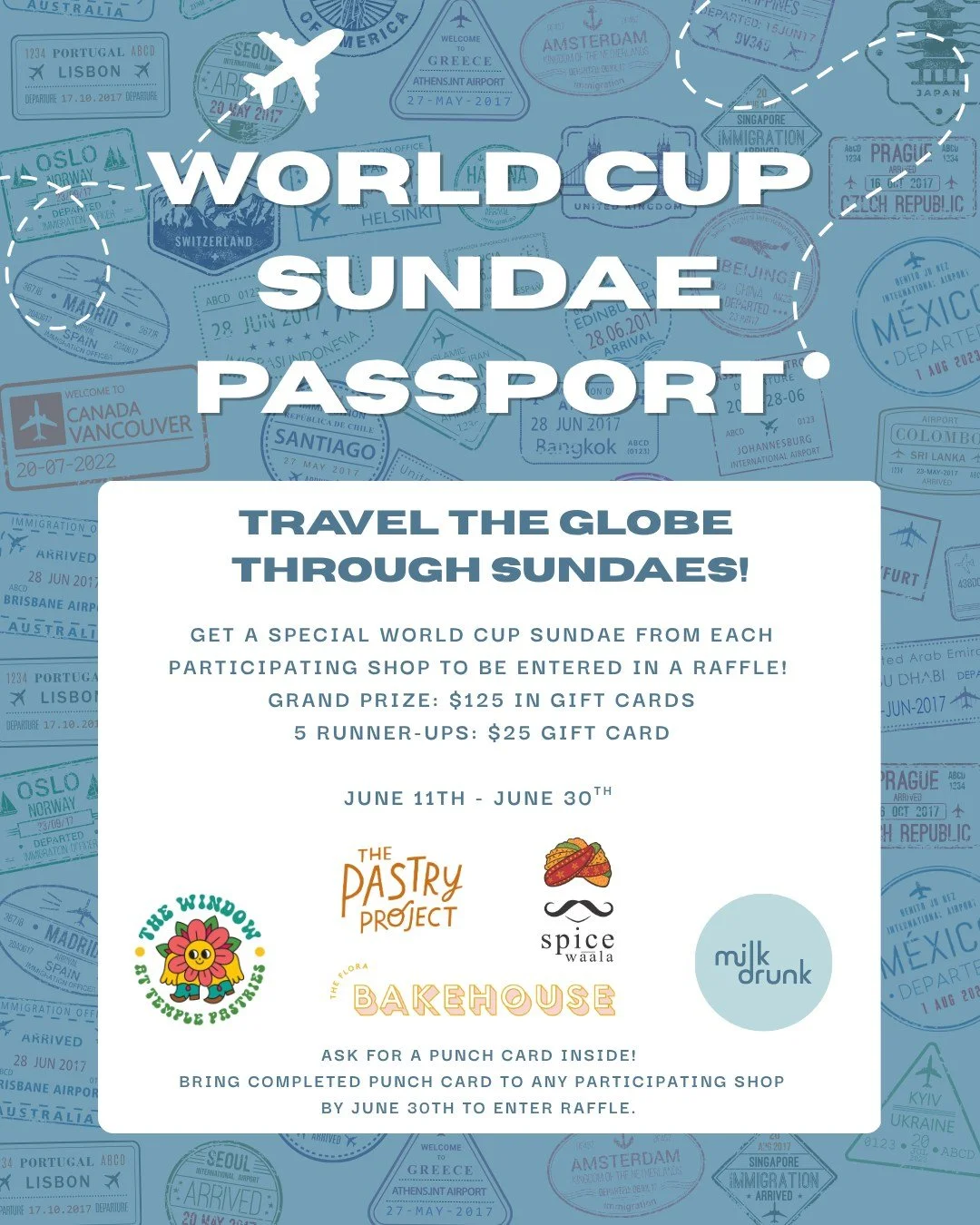 Attention all soccer and soft serve fanatics!! Starting June 11th until June 30th, don't miss your chance to participate in our World Cup Sundae Passport! ⚽️ ✈️ 🍦
Travel around Seattle to get a Sundae inspired by different World Cup teams and for a 