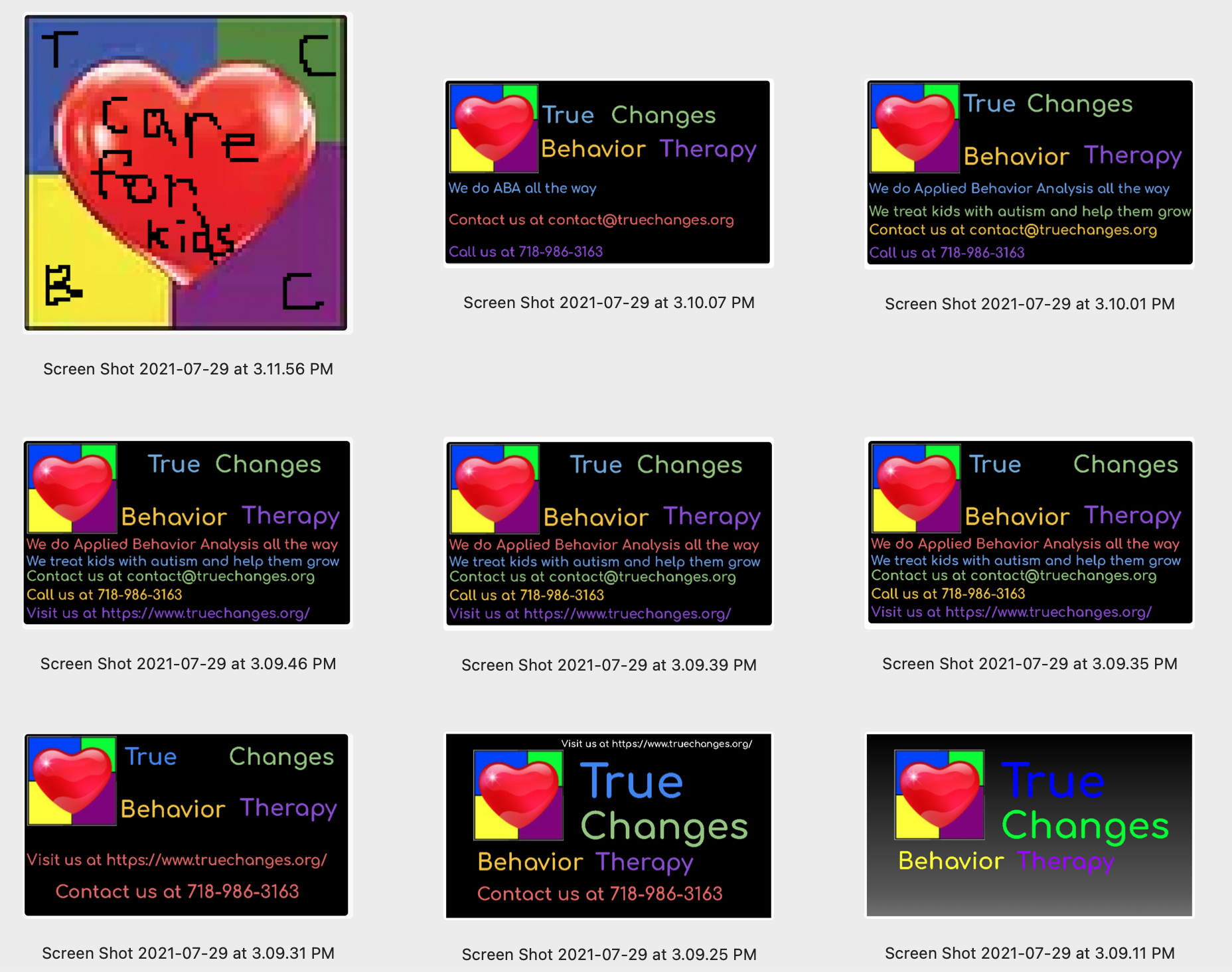 Several iterations of the same web ad.