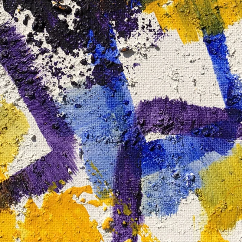 Sticker Mark Making (Detail) / 10x8 inches /  Gesso, tea leaves, sticker, and acrylic paint / I applied the same colour as the sticker, then, I applied the painted sticker to the surface. And applied the paint on the edge to make the sticker shape.