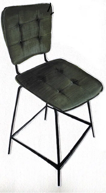 Bar Chair in Colour / 4,14 x 7,53 cm / Pencil 2H, Alcohol pens, coloured pencils