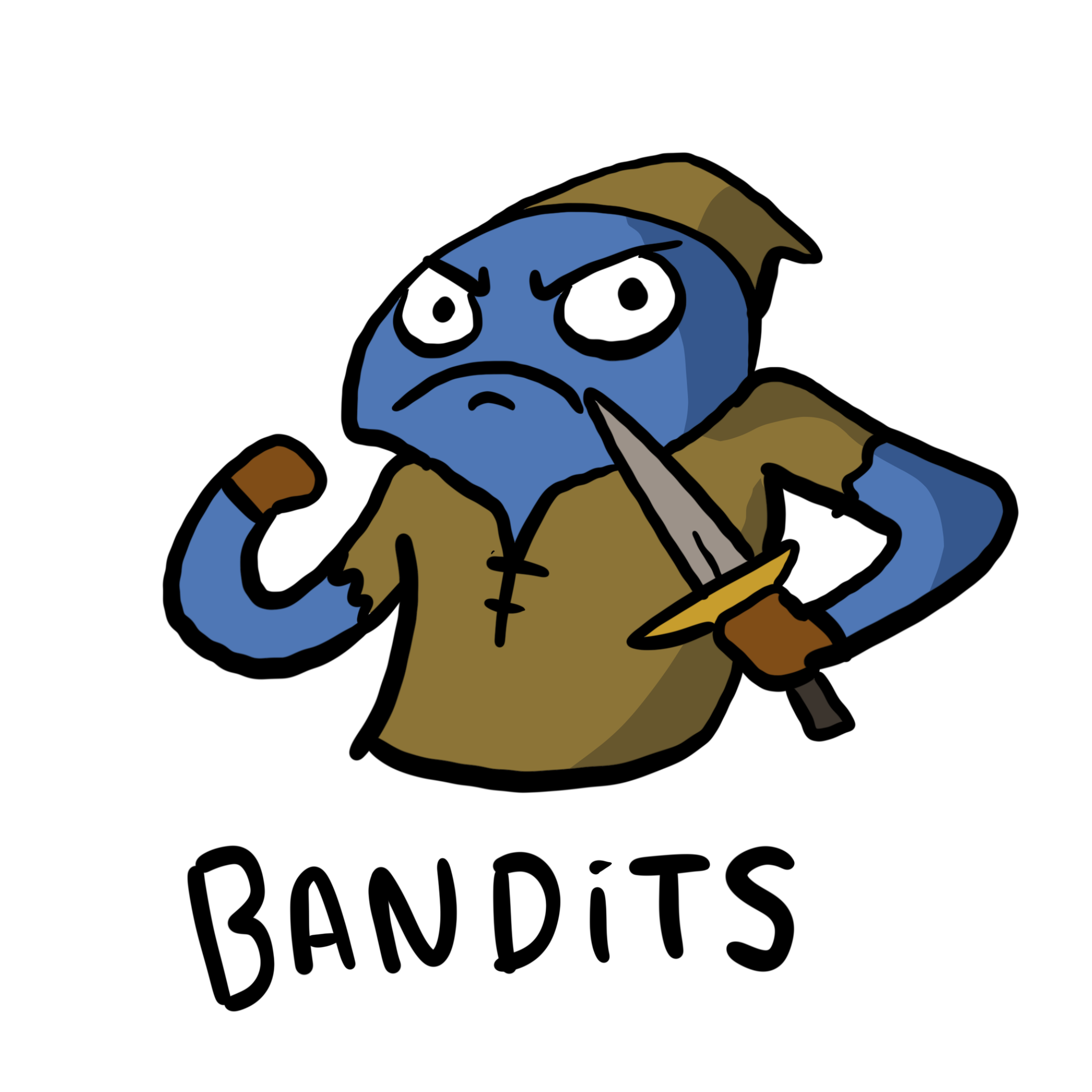 Bandits are a pesky bunch that set up spots all around the world to catch adventurers passing by! They're not particularly tough but in groups they can be a bit tough! Be sure to be ready to battle with all your tools and weapons!