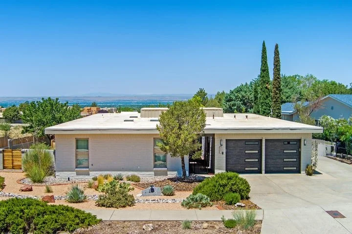 One Story White Two Car Garage House Albuquerque, New Mexico
