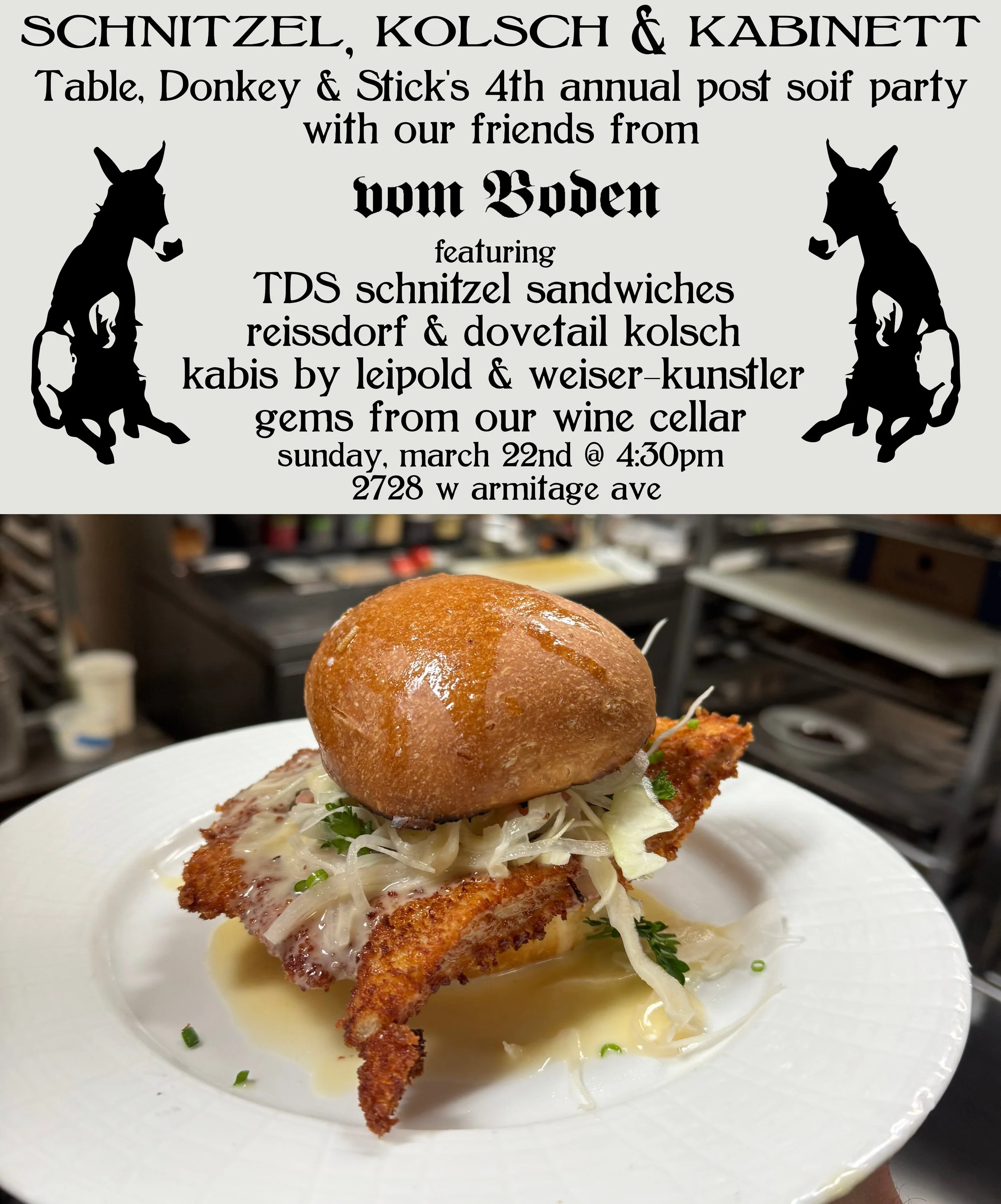 Schnitzel, Kölsch & Kabinett @ Table, Donkey & Stick