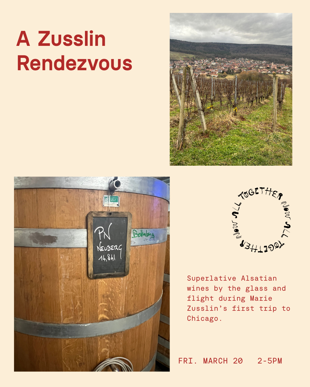 Domaine Valentin Zusslin Alsace Happy Hour @ All Together Now!