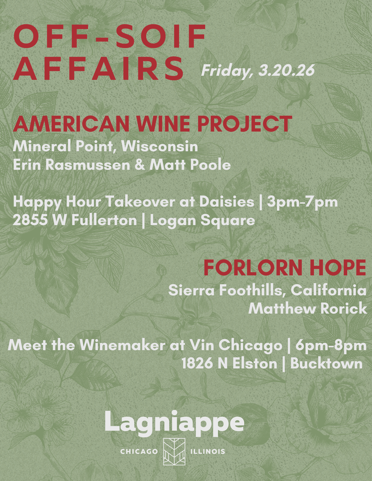 American Wine Project Happy Hour takeover @ Daisies